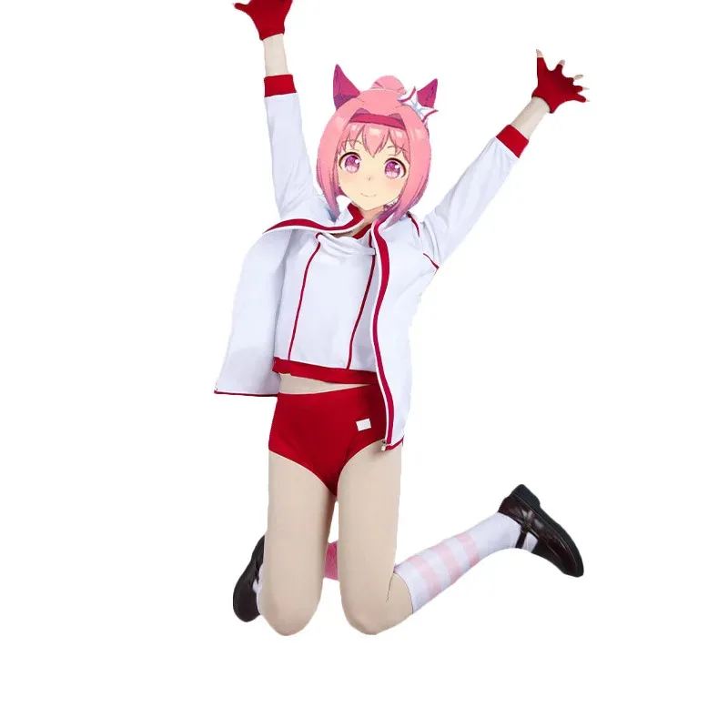 2025-♥-新しいアニメウマ娘-プリティーダービーメリージェーンハルウララコスプレ衣装ウィッグホワイトスプライスコートアスレチックウェア男性女性-s-☆-★