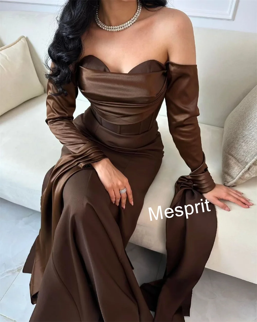 Customized Simple Pleat Button Straight Sweetheart Long Dresses Celebrity Dresses Fashion Casual Modern Style