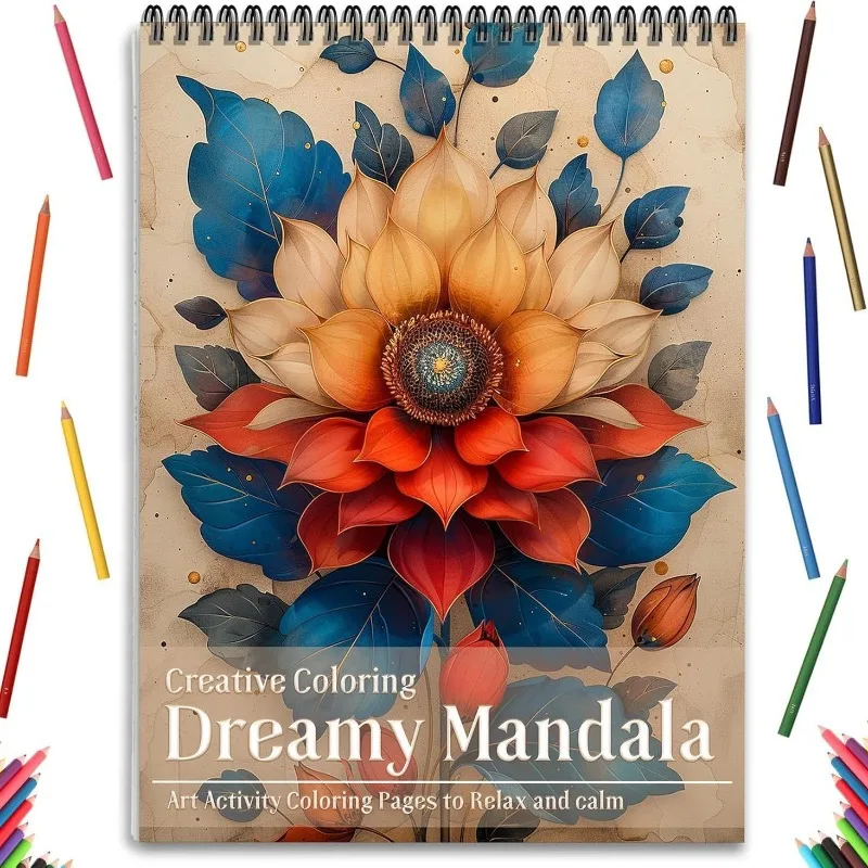 

Mandala Painting Book Plant and Flower Patterns, Coloring Book 60 Pages, Relaxing and Stress Relieving Coloring Book