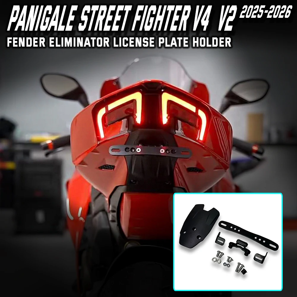 

For Ducati Panigale / Streetfighter V4 V2 2025-2026 Tail Tidy Fender Eliminator, License Plate Holder Mount Kit