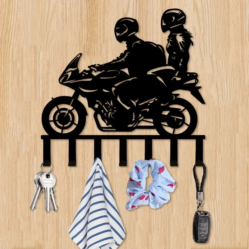 

Wall Couple Motorcycle Metal Key Hangers - Decorative Wall Hooks, Easy-to-Install Key Holder for Office & Home Decor