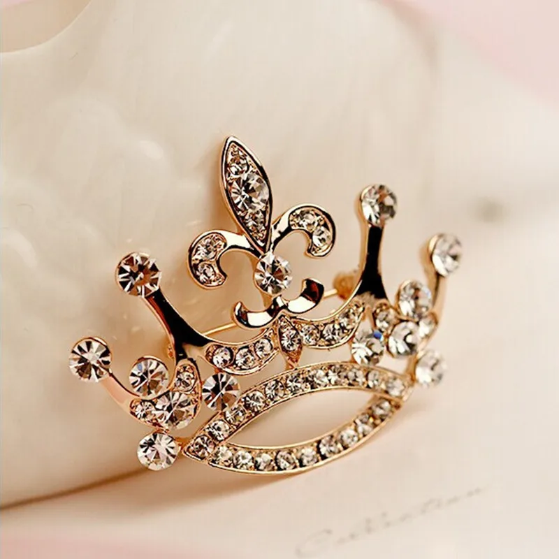 Hot Fashion Charm Crystal Crown Brooch Retro Big Royal Brooch Rhinestones Brooch Woman Jewelry Wedding Corsage Handmade