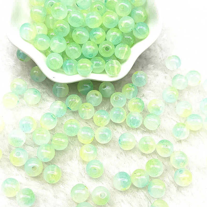 50pcs Double Color Jelly Round Acrylic Beads
