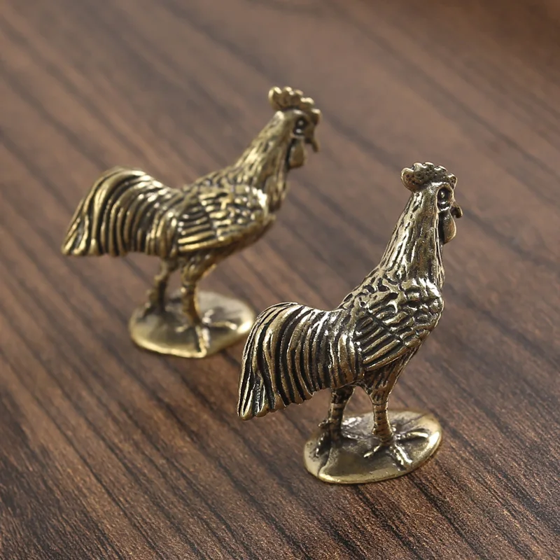 

Brass rooster ornaments, zodiac chicken ornaments, home office decorations, crafts, pure copper tea 2PC sets