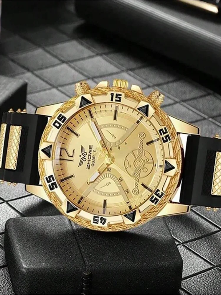 ساعة يد كوارتز بسوار سيليكون كاجوال للرجال (الصندوق غير متضمن) #1