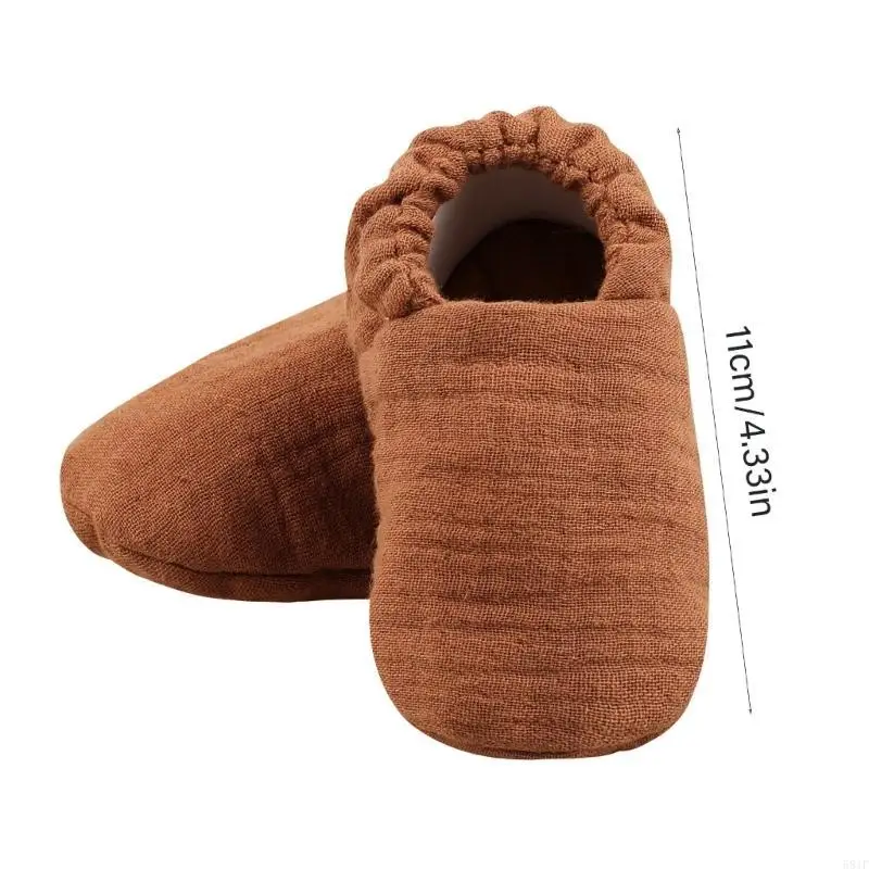 Chaussures marche en coton 581F, chaussures douces pour nouveau-nés, chaussettes chaudes respirantes, chaussures unie