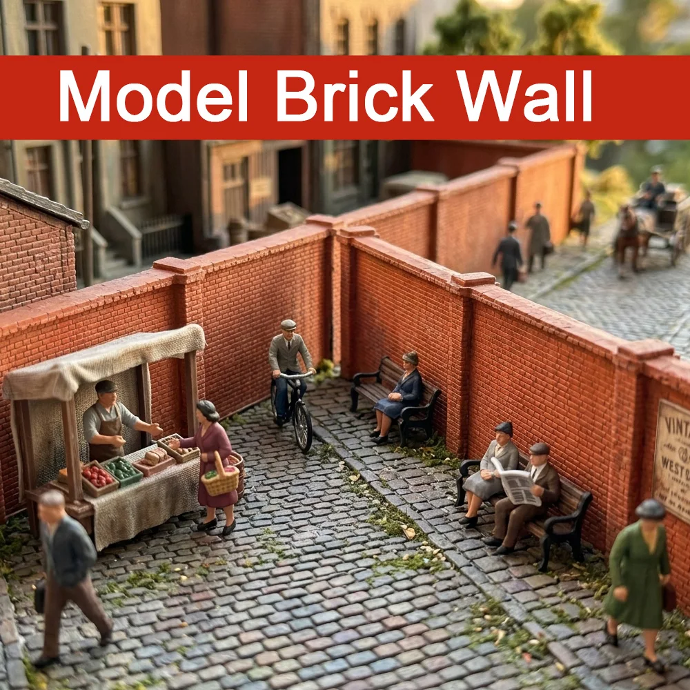 2 Set N Scale 1:160 Miniature Plaster Brick Wall Sections, Model Railway Train Diorama Building Architecture Scenery Materials