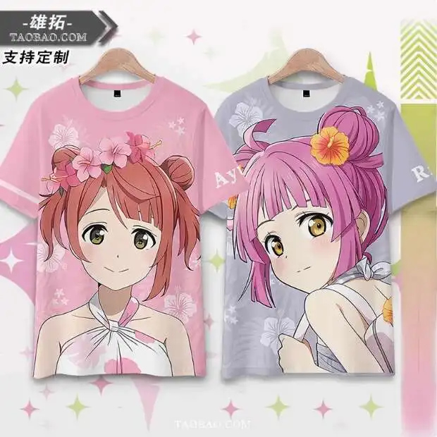 Anime Lovelive Uehara Ayumu Short Sleeve T-Shirt Summer Costume Cosplay Casual Student Loose Tops anime