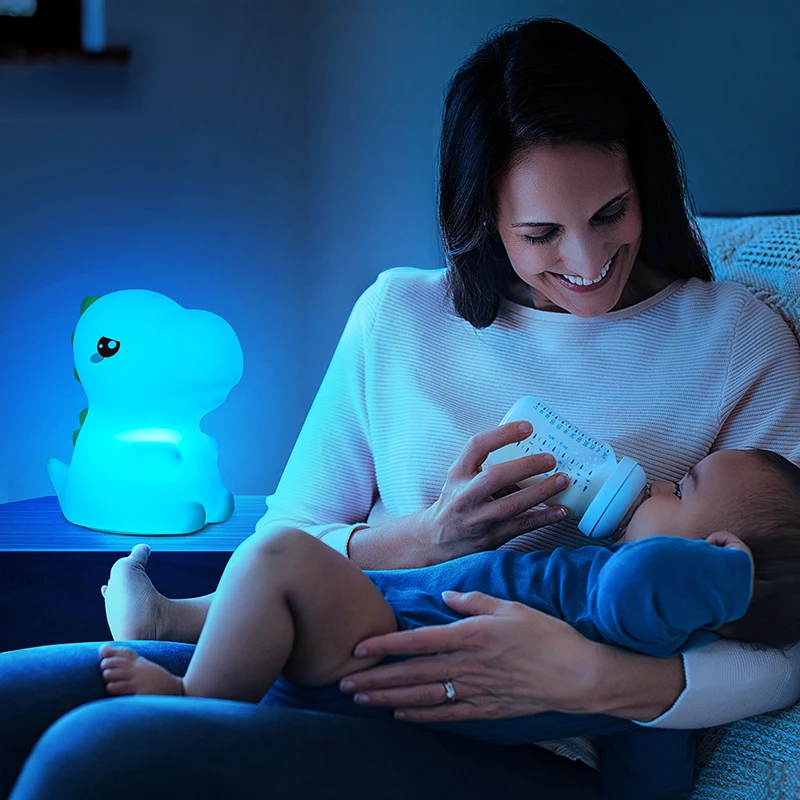 Imagem -04 - Silicone Controle Remoto Dinosaur Night Light com Sensor de Toque Cor Mudar Lâmpada Room Decor For Kids