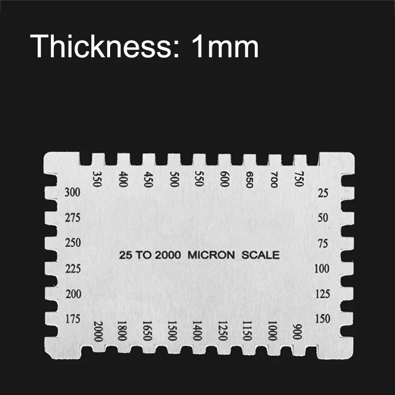 1mm Thickness Wet Film Combs 25~2000um Microns Micrometer / 1~118 Mil Dual Scale, Wet Paint Coating Thickness Step Notched Gauge