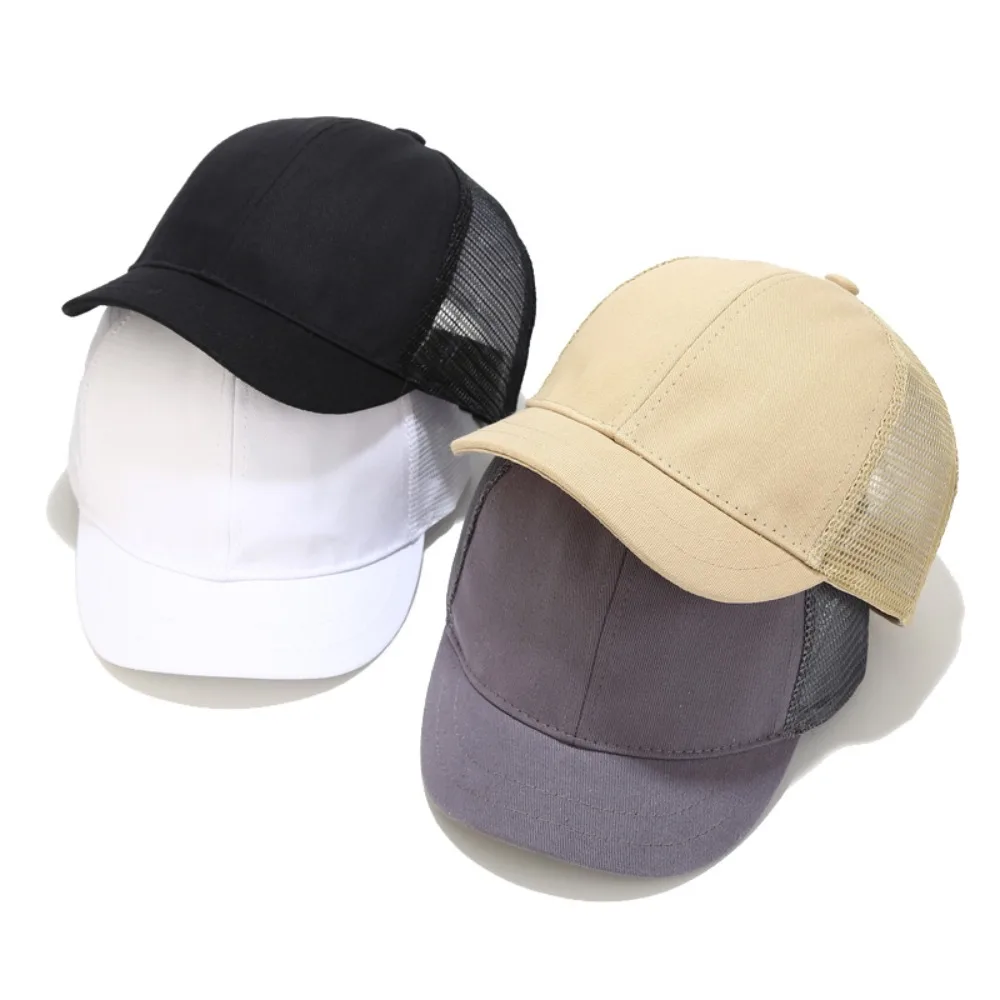 

Simple Breathable Mesh Peaked Cap Short Brim Cotton Summer Baseball Cap Soft Lightweight Unisex Sunscreen Hat Men