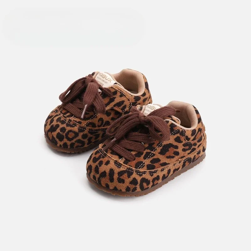 Mumoresip Spring Autumn Children Retro Leather Shoes Fashion Leopard Girl Walking Shoes Classic Causal Kids Princess Flat Shoes