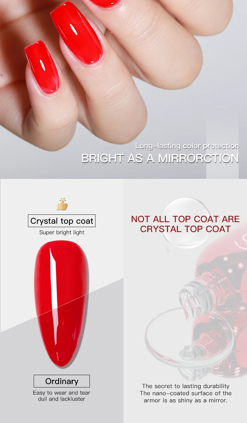 AS 15 ml Diamond Top Coat Gel-Nagellack, Soak Off UV-LED-Gel-Nagellack, kein Abwischen, hochglänzendes, gehärtetes Decklack-Gel – Detail 7