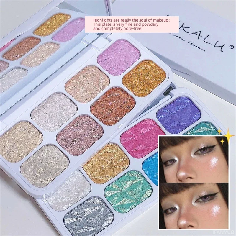 8 Farben Lidschatten Text marker Palette Glitzer Augen Make-up Palette lang anhaltende schillernde Lidschatten aufhellen Kontur Schimmer Puder