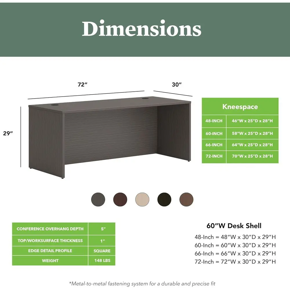مكتب كمبيوتر تنفيذي كبير من خشب الساج مع صفائح سميكة وإدارة سلكية