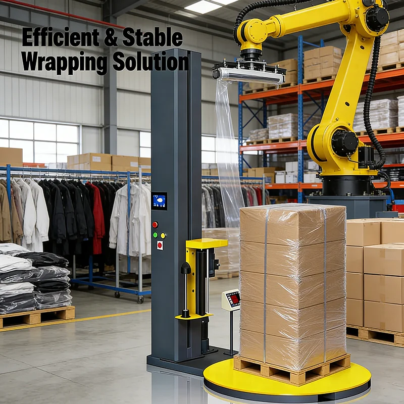 Customized Industrial Plastic Film Pallet Wrapping Machine Stretch Wrapper Stable Durable for Factory Warehouse Cargo Packing