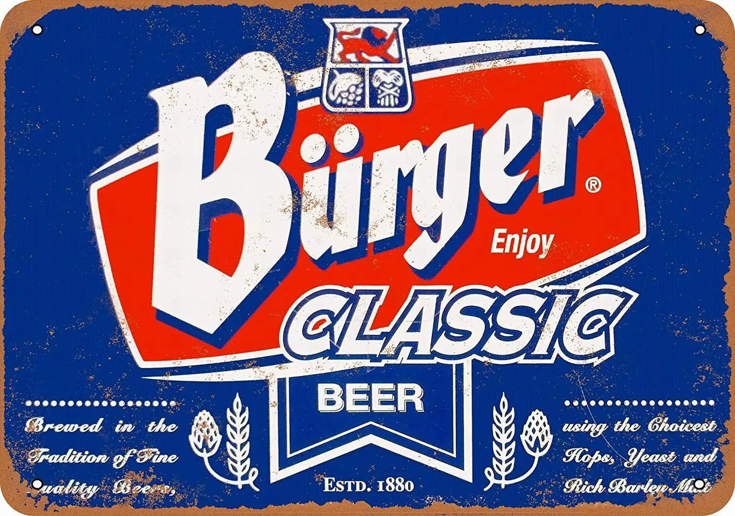 LoMall 8 x 12 METAL SIGN - Burger Classic Beer - Vintage Wall Decor Art