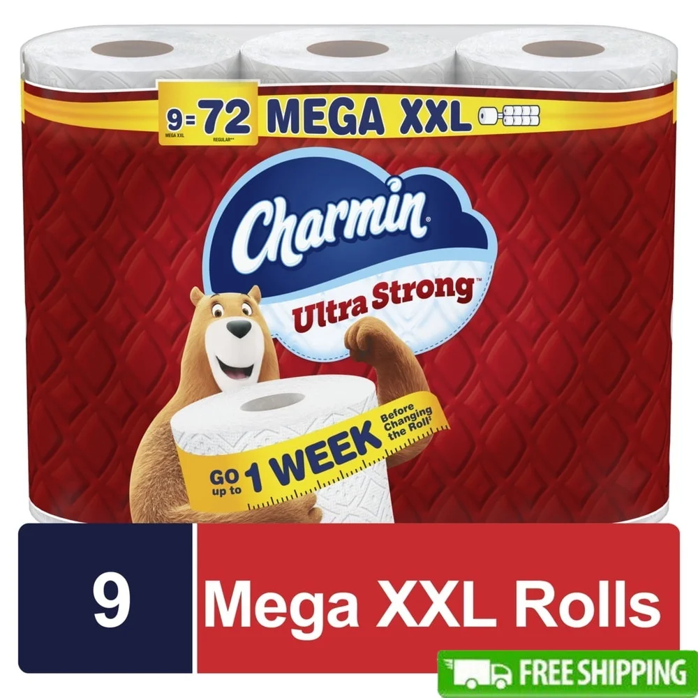 

Ultra Strong Toilet Paper 9 Mega XXL Rolls 440 Sheets 4X Stronger When Wet Diamond Weave Texture Septic Safe 2 Ply Perforated