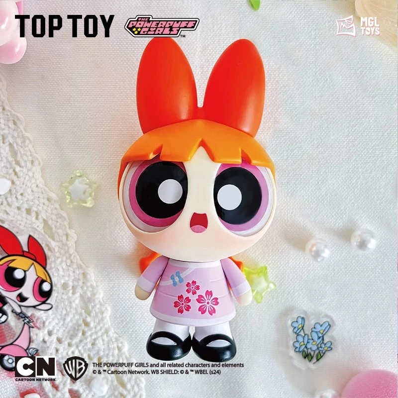 MINISO The Powerpuff Girls Season Spring Overture Series Elevator Card TOP TOY Desktop Ornaments Children's Toys Birthday Gifts