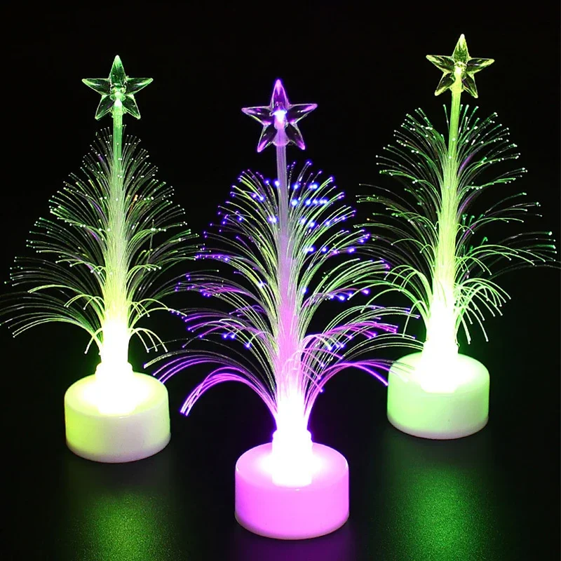 LED Christmas Fiber Tree Color-changing Fiber Tree Luminous Fiber Optic Christmas Tree Night Light Festival Decorative Lamp 1 PC