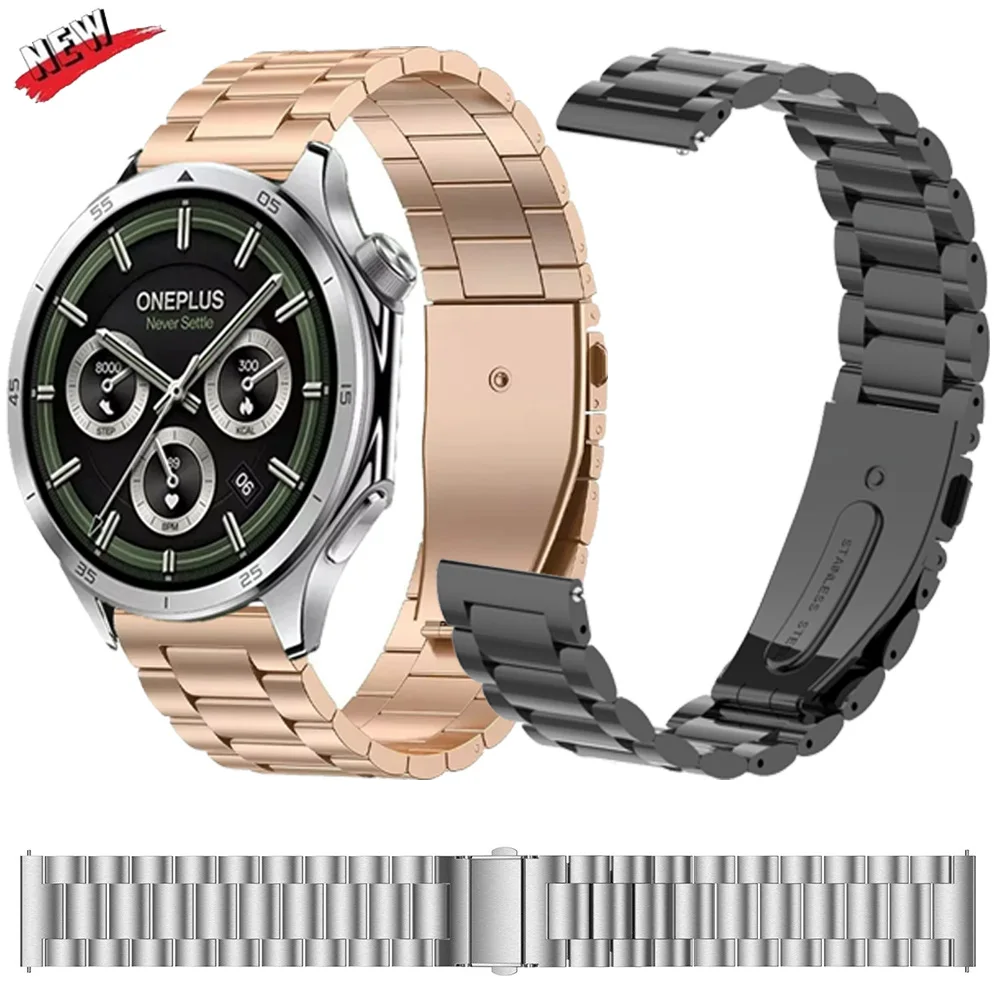 Bracelet en métal 18mm 22mm pour Oneplus Watch 3 46mm 43mm/Lite/2/2R, bracelet professionnel pour OPPO Watch S/X/X2 mini/Huawei GT6 5 4