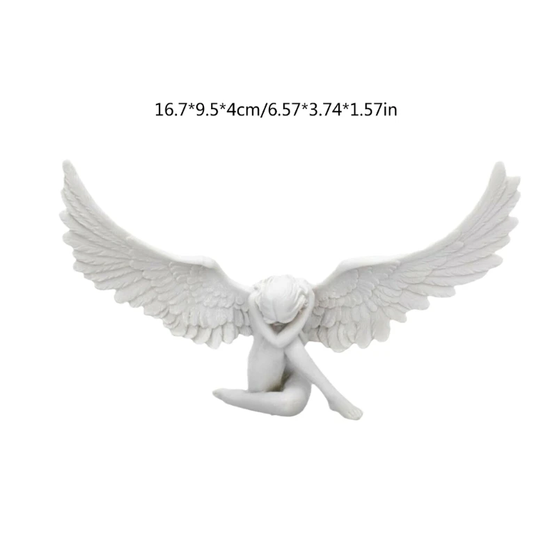 Sobbing Angel Garden Statue Angel Statues Resin Ornaments Angel Wing Miniature Figurines for Patio Yard Home Decoration