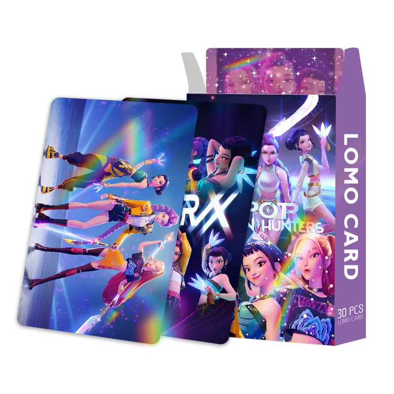 أنيمي 8.4 سنتيمتر KPop شيطان الصيادين 60 بطاقات على الوجهين 32 ملصقات فتاة مجموعة رومي ميرا زوي بطاقات قابلة للجمع بطاقات فلاش الليزر