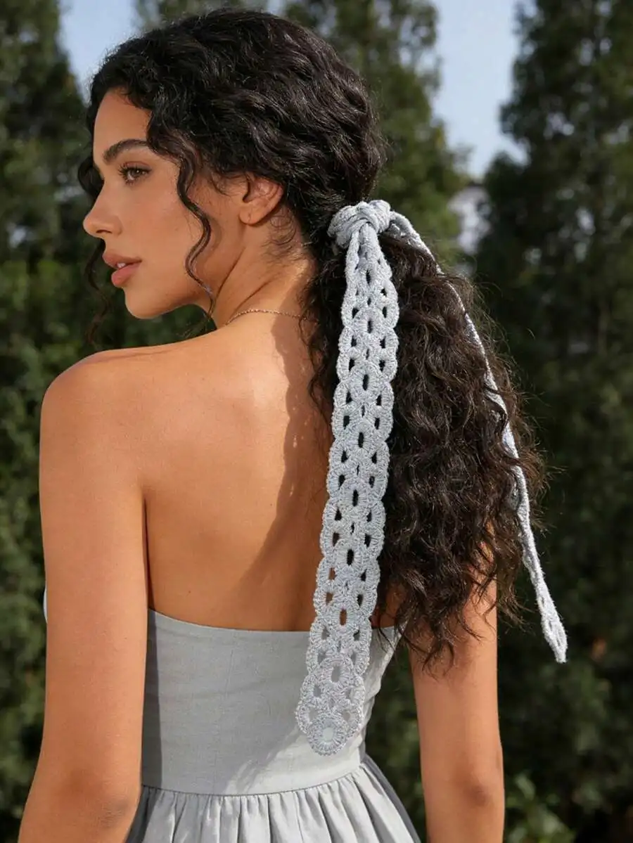 

Womens Knitted Lace Hair Band Solid Color Casual Beach Holiday Summer Hair Accessory