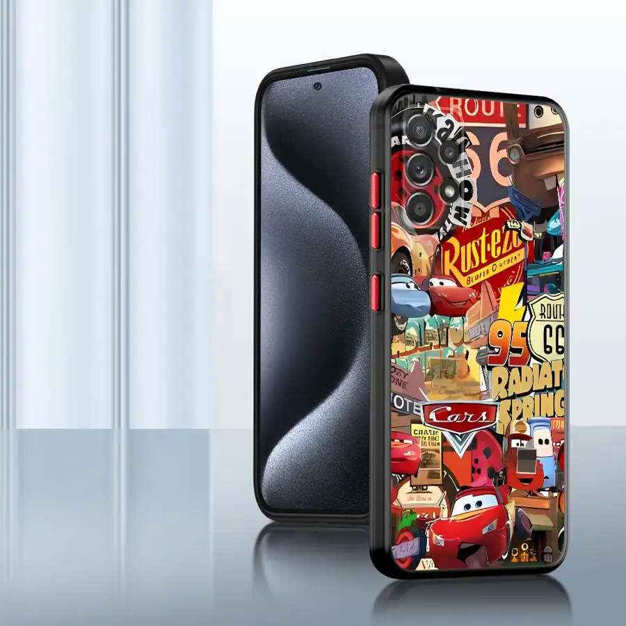 Telefoon Geval voor Samsung Galaxy A23 A72 A36 A22 A31 A21 A25 A26 A32 A73 A52 A71 A56 Soft Cover Lightning McQueen 95 Auto Plating