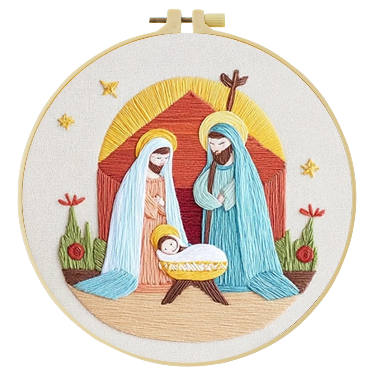 1 Stück 20X20CM/15X15CM 7,87/6,3 Zoll Religiöses Stickerei-Starter-Kit DIY-Kit DIY-Stickerei-Set für Anfänger – Detail 3