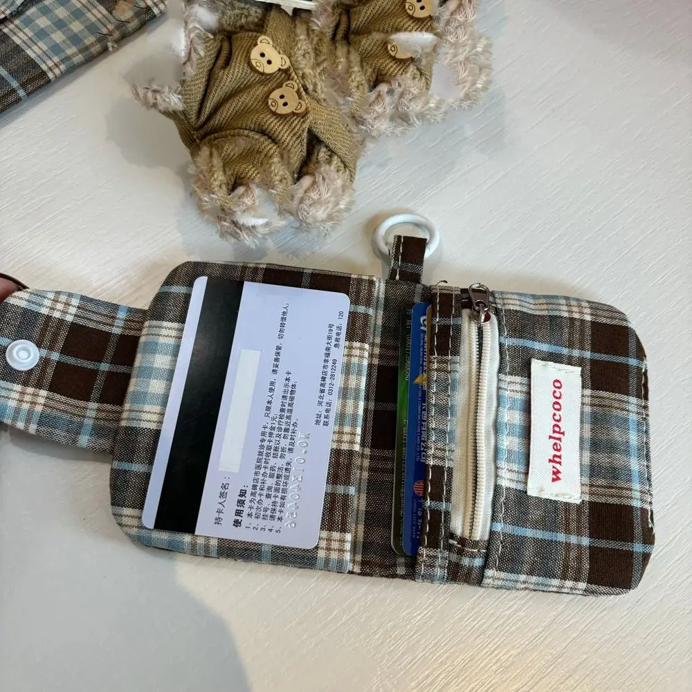 Canvas Retro Karierter Münzbeutel im koreanischen Stil, tragbare Mini-Geldbörse, multifunktionale Stoffumschlag-Geldbörse für den Außenbereich – Detail 3