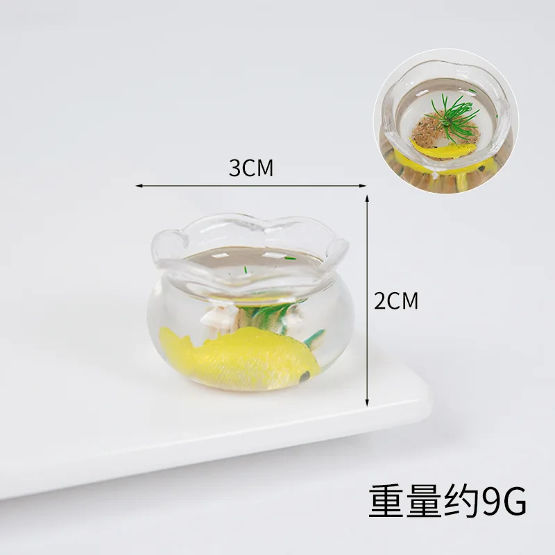 Mini Transparent Bowl with Fish Koi Simulation Bowl Container Model Miniatures Diy Handmade Accessories Play House Decoration