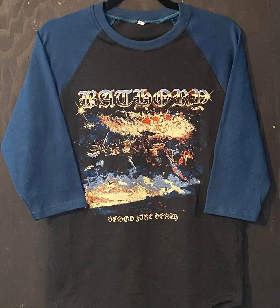 Детская бейсбольная Футболка-реглан BATHORY с изображением крови огня смерти