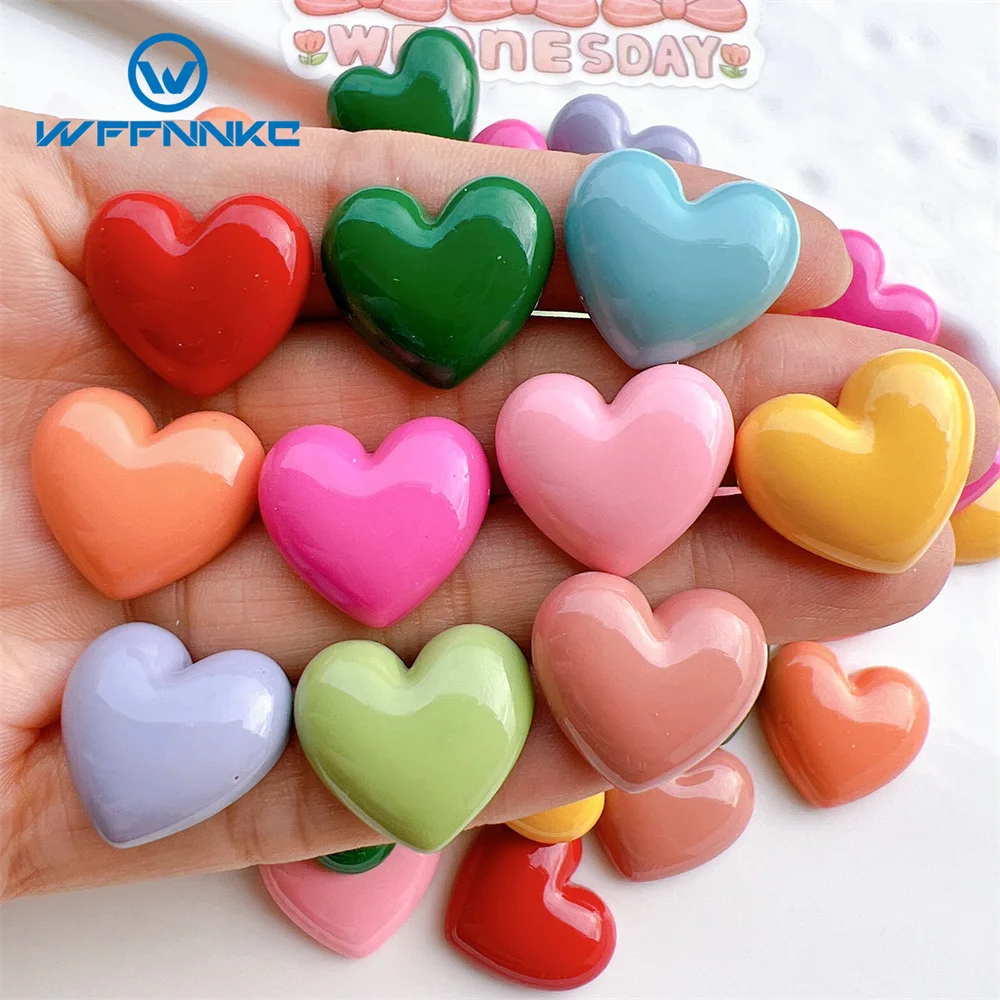 WFFNNKC 20-30Pcs Bright Solid Colored Love Hearts resina fai da te Ear Stud copricapo gioielli che fanno accessori abbigliamento scarpe ornamenti