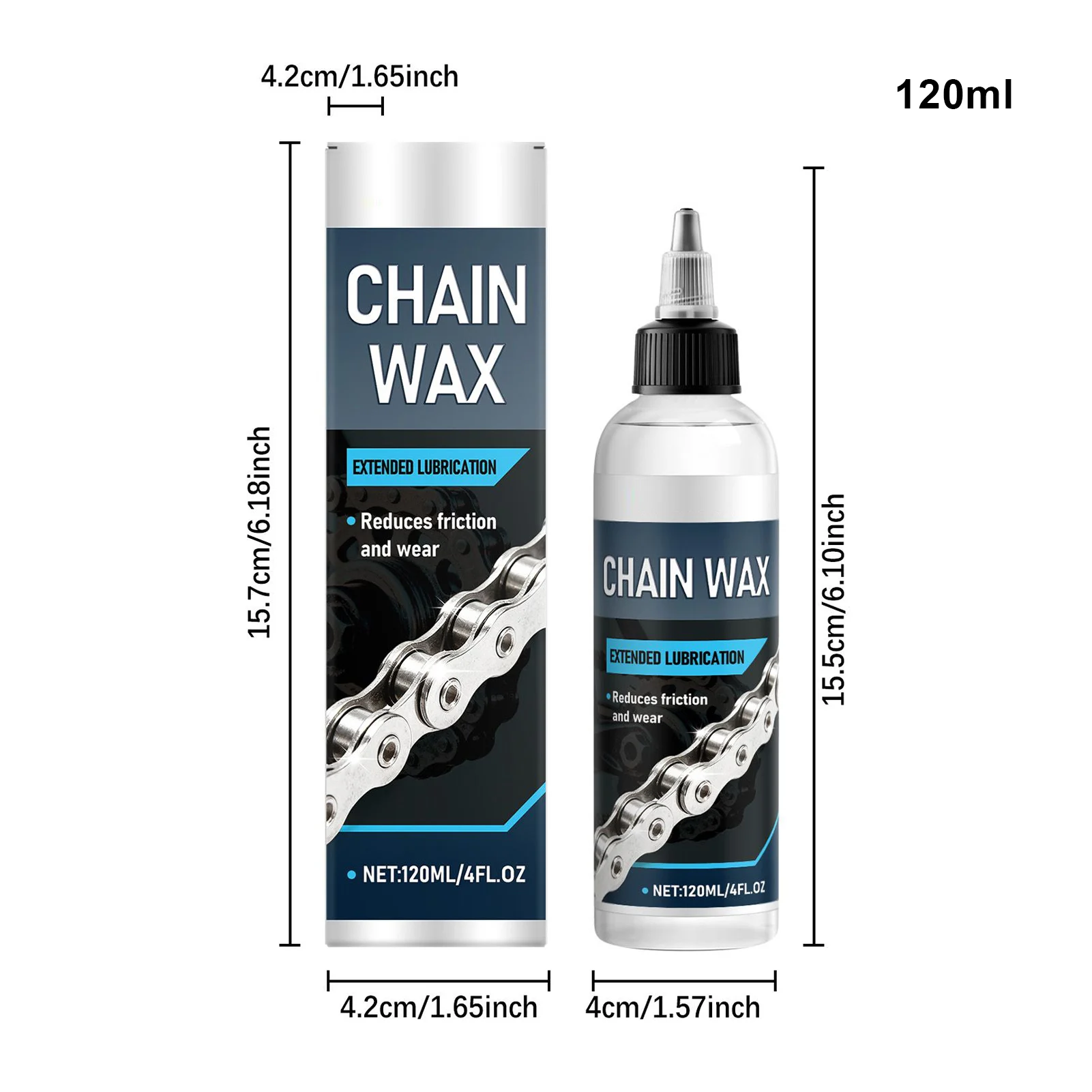 120ml Wachs-basiertes Fahrradketten-Schmiermittel für Mountainbikes und Motorräder, Geeignet für Trockene/Nasse Bedingungen, Kettenreiniger und -pflege