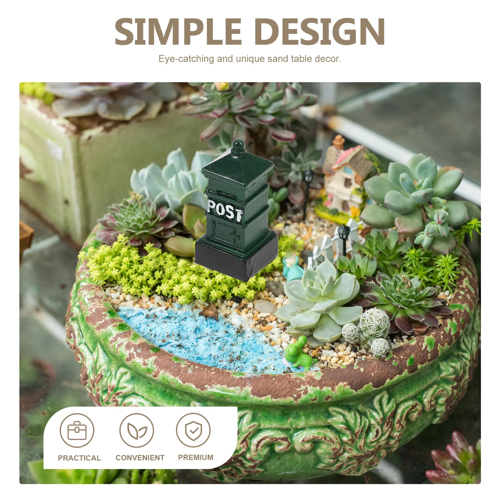 

2pcs Retro Postal Ornaments Resin Mini Mailboxes Vintage Decorative Miniature Dollhouse Accessories for Kids Miniature Post Box