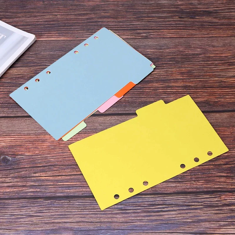 10 ชุด A6 เรื่องแบ่งกระดาษแผ่น,เจาะแฟ้มการ์ดแบ่ง,แท็บ Index Divider สําหรับโน๊ตบุ๊คใส่ Planner