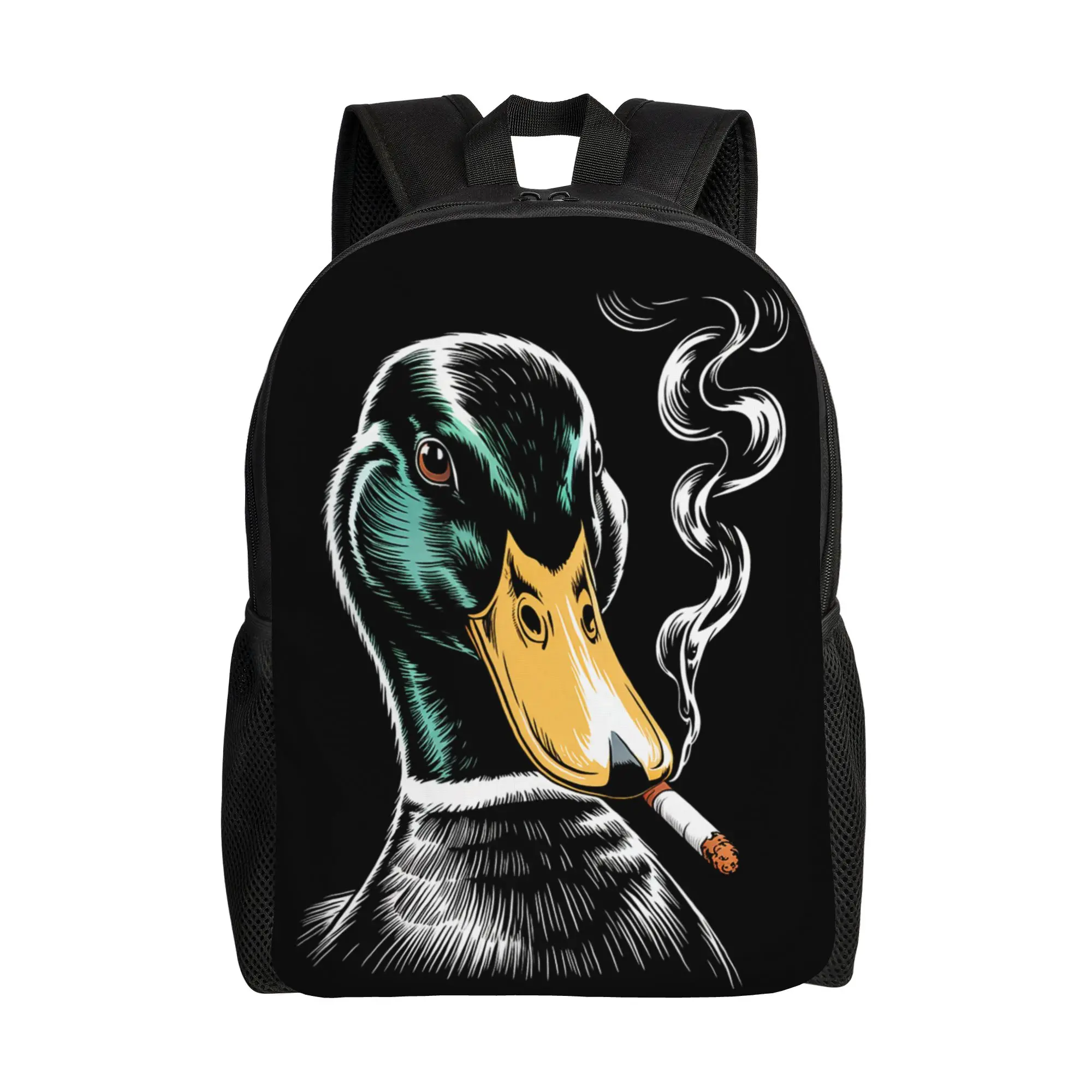 

Funny Mallard Duck Smoking Cigarette Meme Backpack Men Backpacks Polyester Kawaii School Bags College High Quality Rucksack