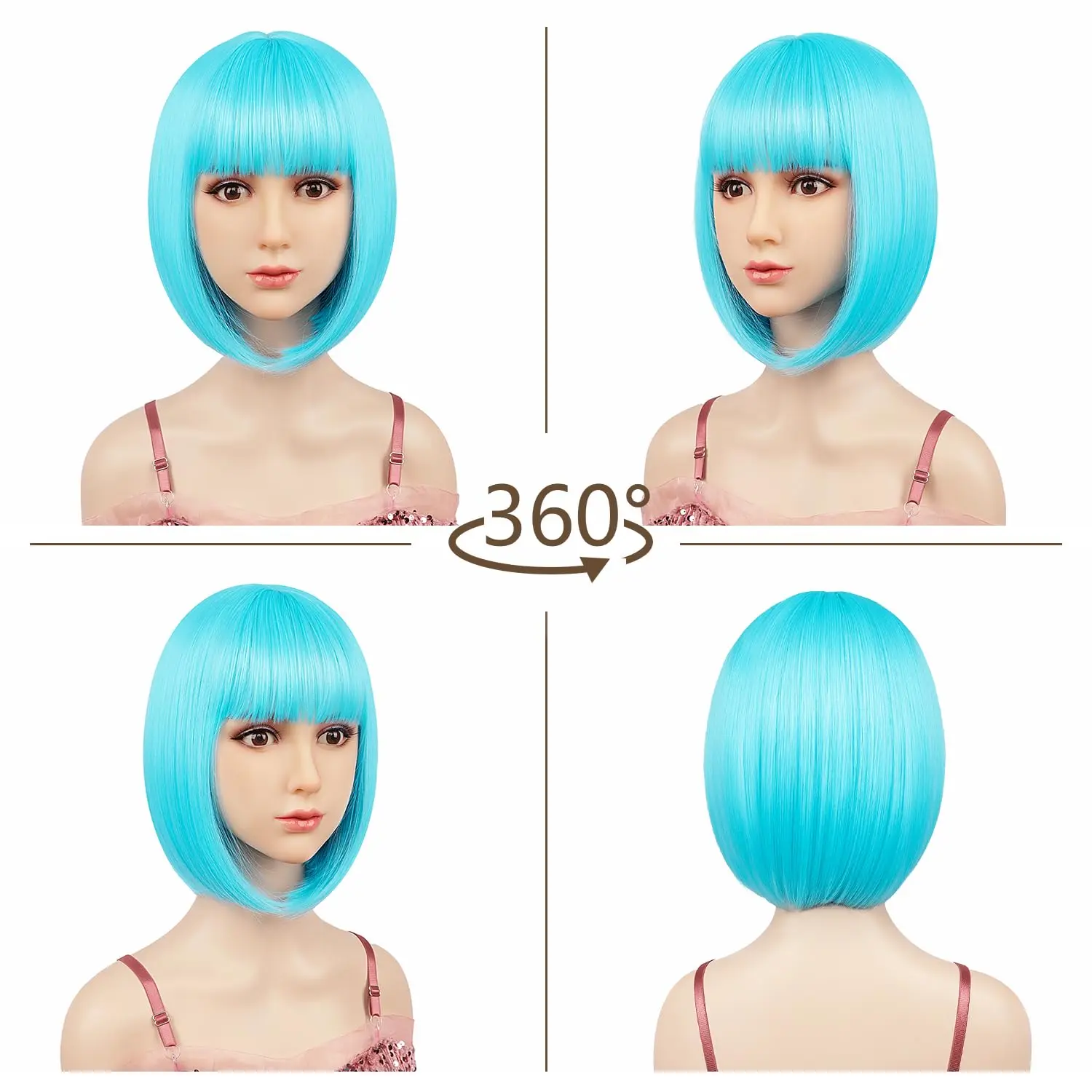 Bobblehead synthetic wig for costume party, Halloween cosplay, character role-play wig, daily high-temperature hair accessory.