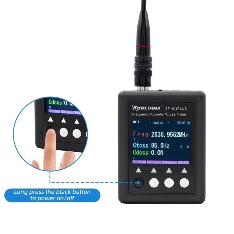 SF-401Plus Handheld Digital Frequency Meter with Color LCD Display High Precision Signal for Walkie-Talkie Radio