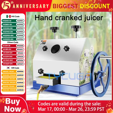 상업용 설탕 케인 착즙기 수동 스테인리스 스틸 탁상용 설탕 케인 바가스 주스 분리기, 착즙기 설탕 케인 기계 분쇄기