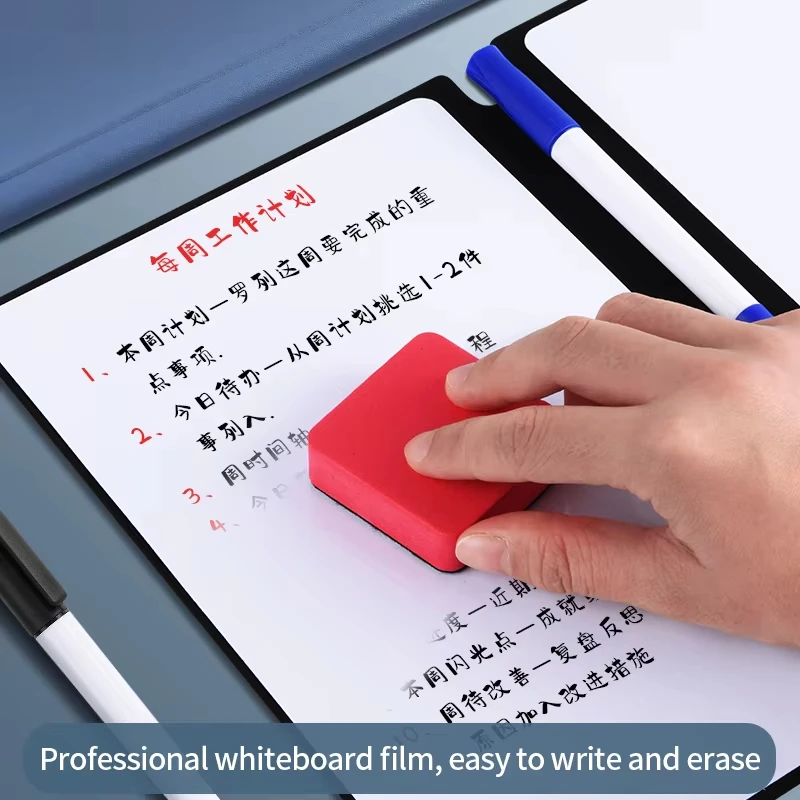 Wiederverwendbares Whiteboard-Notizbuch-Set im A5-Format mit Whiteboard-Stift, Löschtuch, Leder, Notizblock, Wochenplaner, tragbare Notizbücher, Büro
