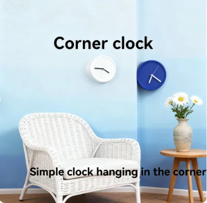 Silent 3D Printed Corner Wall Clock Modern Art Living Room Decor Free Perforated Design with Cover Hole Simple Watch Design