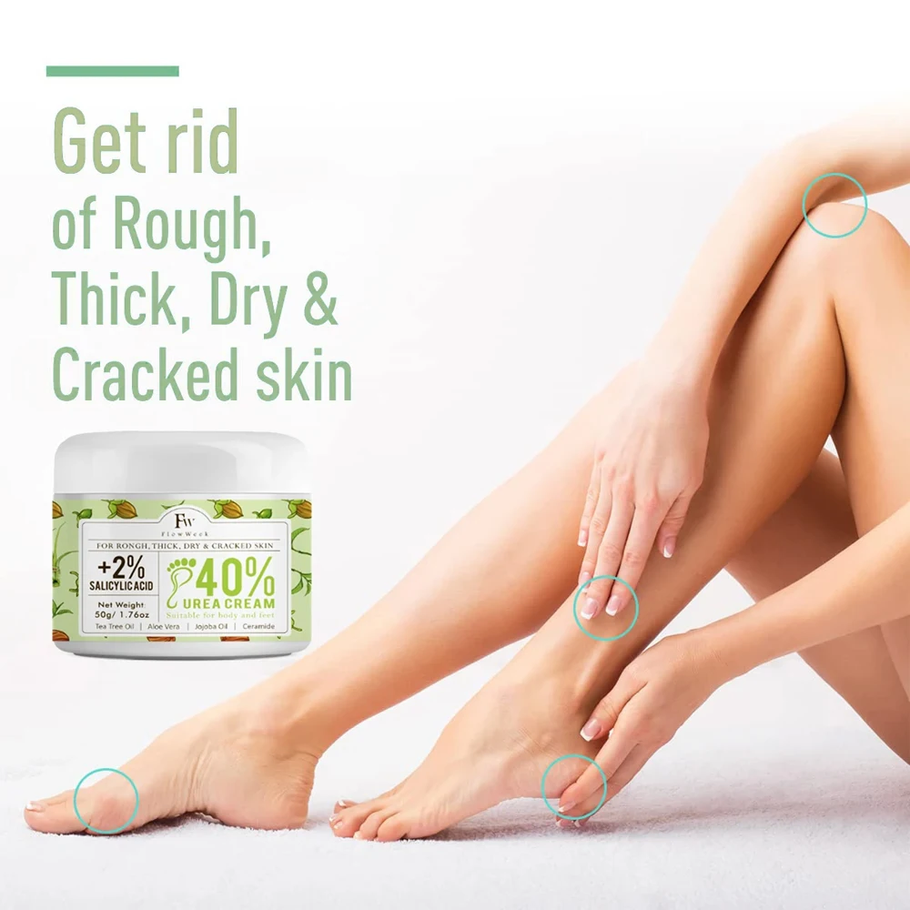 FlowWeek Urea 40% Cracked Heels Foot Cream, Salicylic Acid, Cracked Heels Repair Callus Remover, Nail Repair Urea Cream