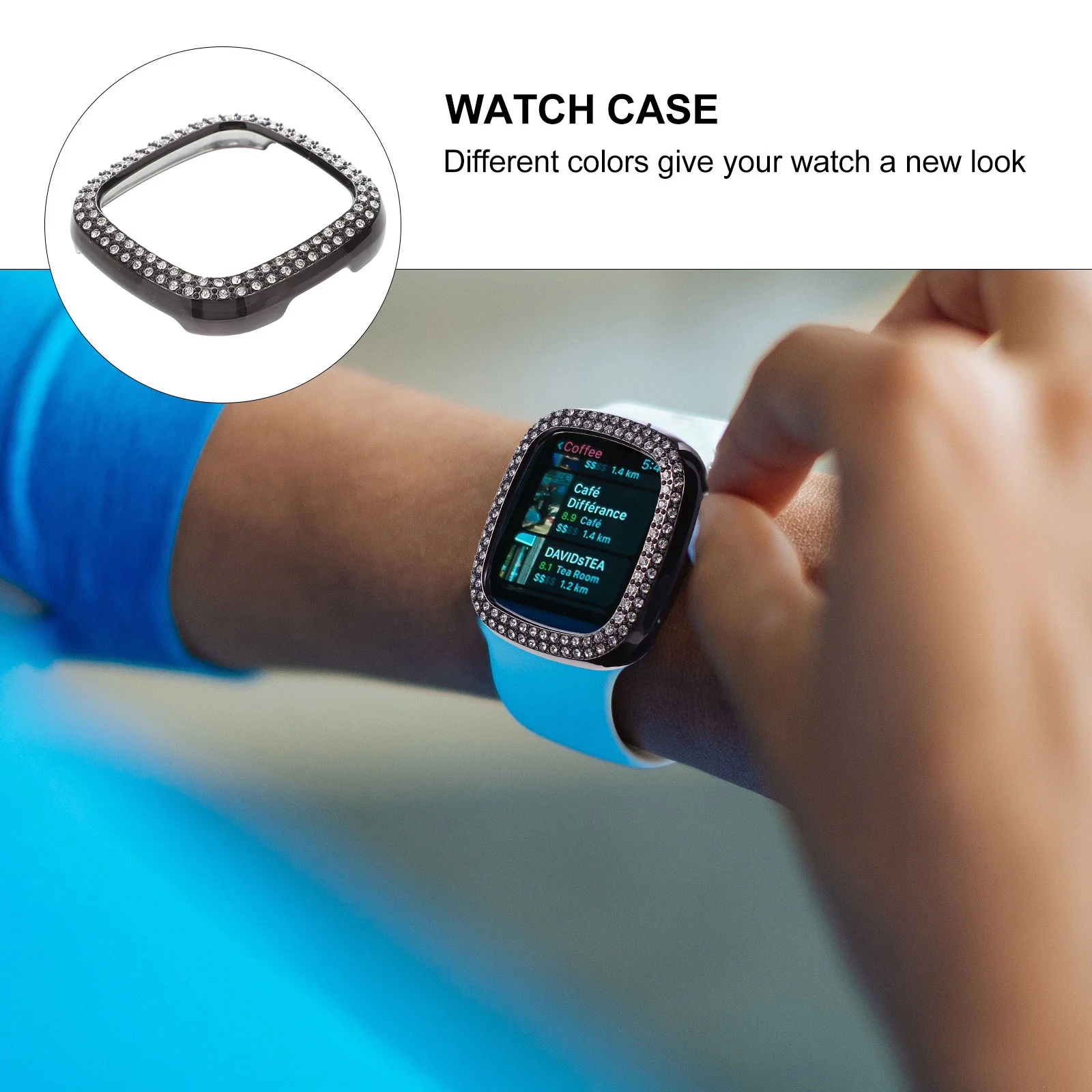 

Electroplated Protective Cover Smart Watch Case Compatible Versa3 Sense Scratch Proof Watch Case Accessory Replacement