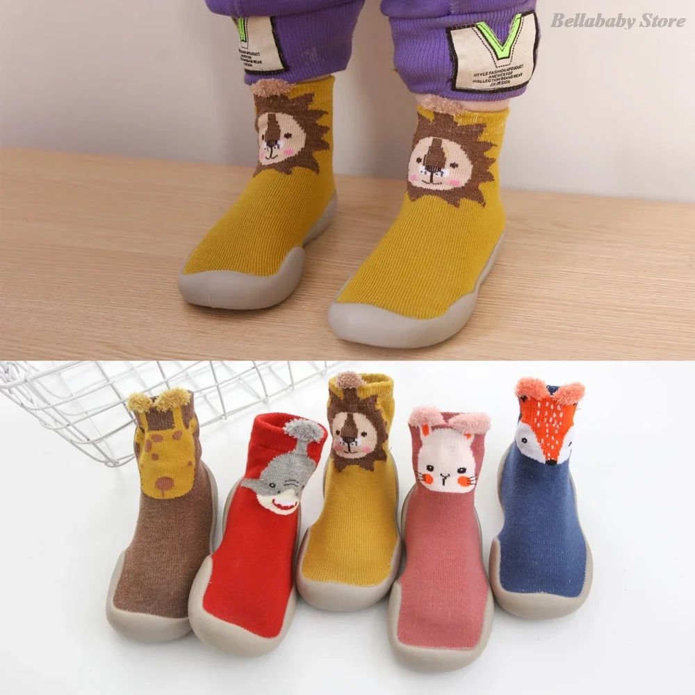 Children Anti-slip Shoes Newborn Baby Girl Cotton Non-slip Floor Socks Baby Boy Rubber Sole Cartoon Indoor Socks Infant Shoes