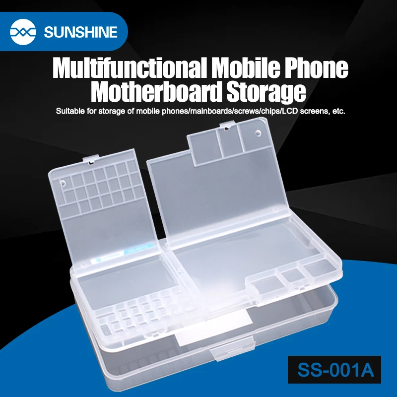 SUNSHINE SS-001A Multi Function Double-layer Repair Storage Box for IC Motherboard Parts Phone Opening Tools Organizer Case