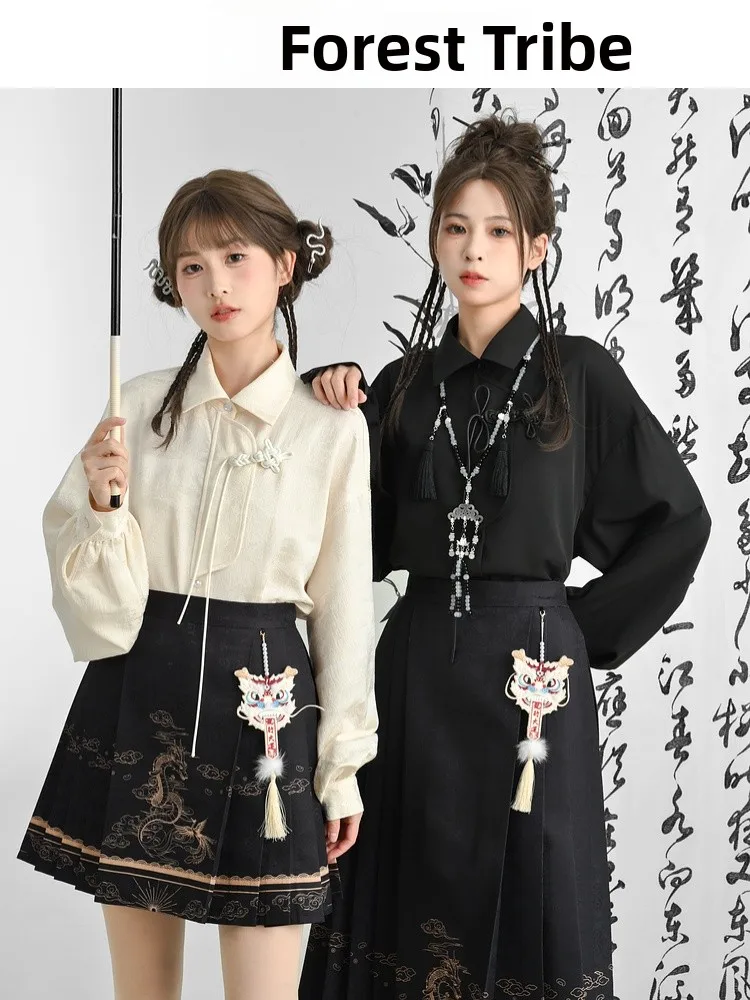 

New Chinese Sle Long Sve irt Women's Hanfu Design Spring New Arrival Traditional National Faion Fem Upperwear