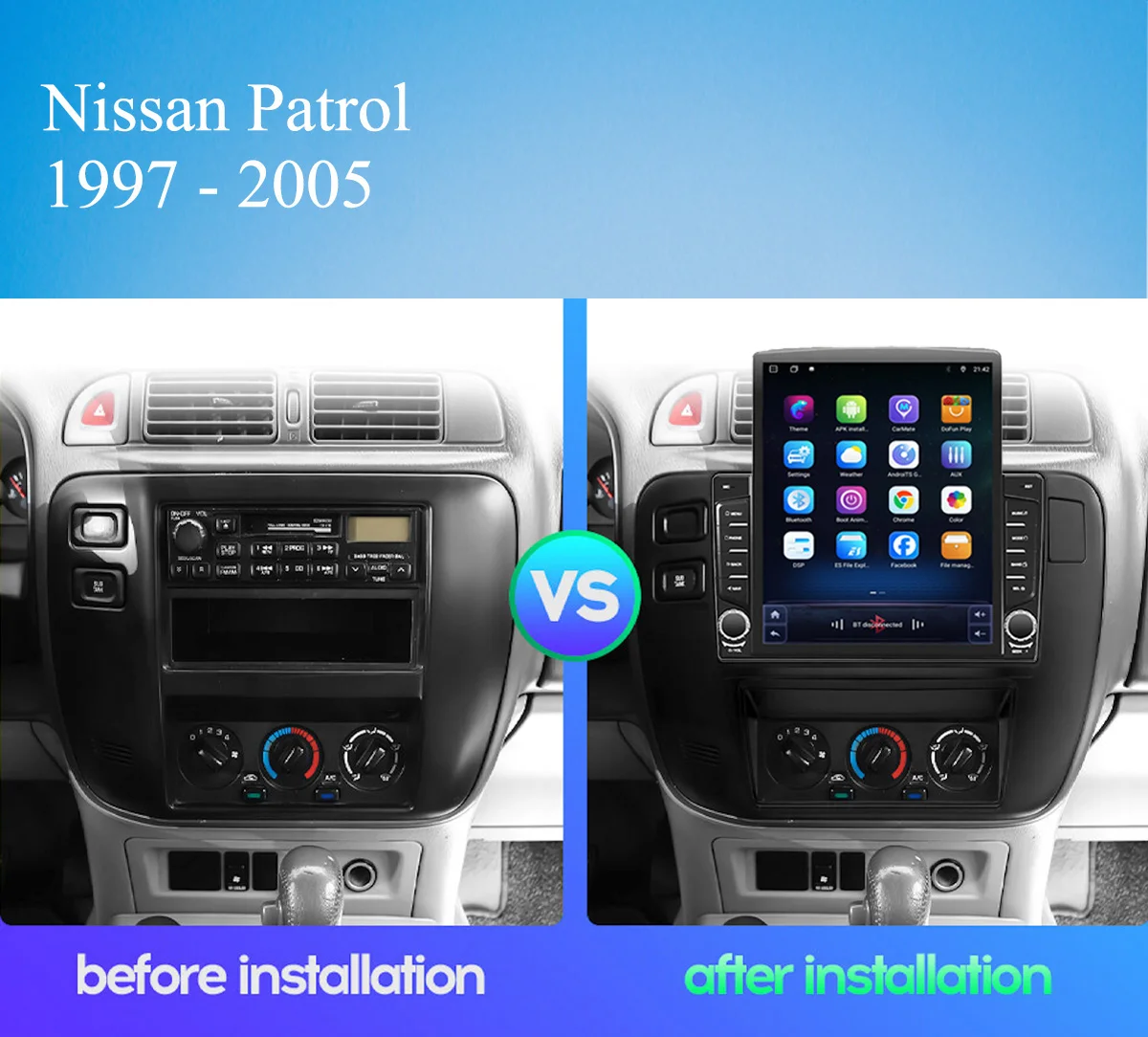 8Core 8G+128G Carplay Auto Car Radio Audio Stereo Tape Recorder HU Head Unit For Nissan Patrol 1997 - 2005 GPS Navi DVD Cassette