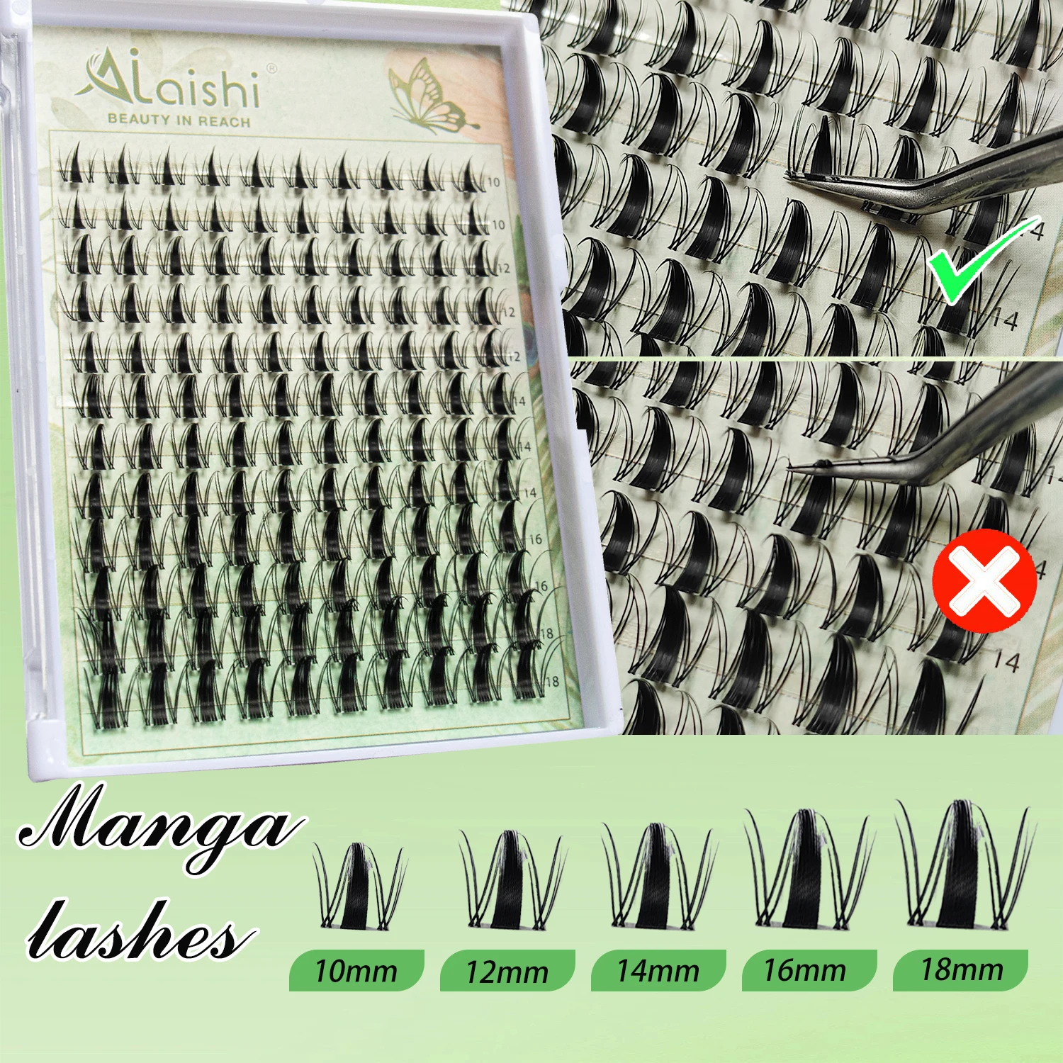 تخصيص DIY العنقودية جلدة العلامة الخاصة مروحة رمش تمديد DIY العنقودية لاش كيت مع السندات والختم